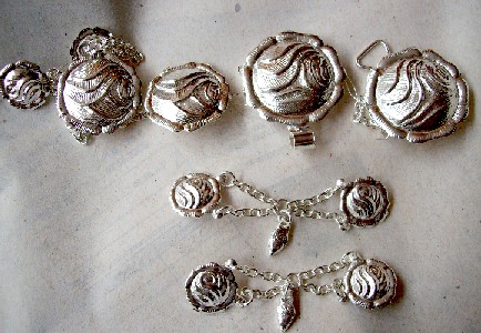 Silver sets designs ROSES metallic buttons