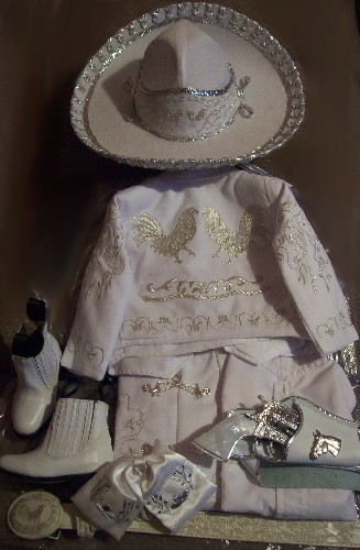 Charro Toddlers Baptism WHITE-SILVER rooster  all include