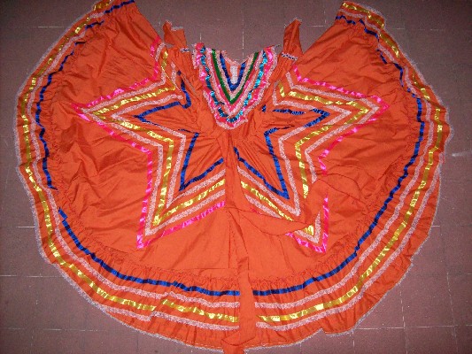 Jalisco Orange dress doble vuelo 28"